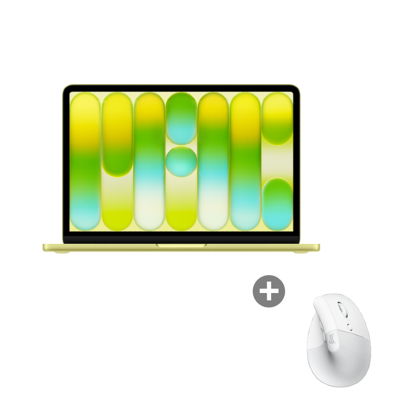 MacBook Neo 13(A18 Pro)8G/256GB黃+羅技 Lift 垂直滑鼠-白_OP