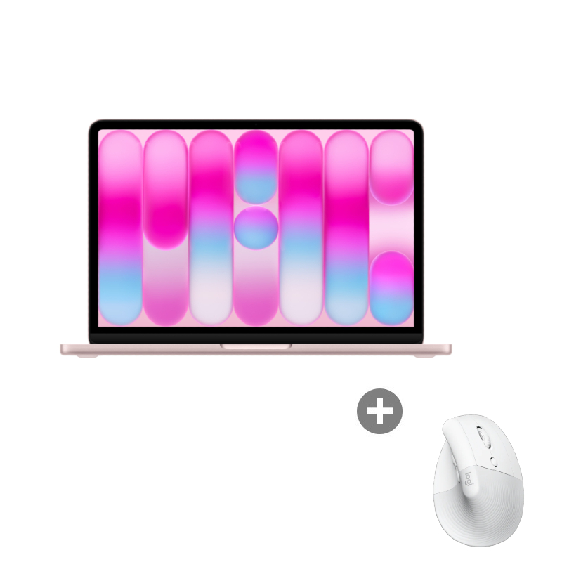 MacBook Neo 13(A18 Pro)8G/512GB粉+羅技 Lift 垂直滑鼠-白_OP