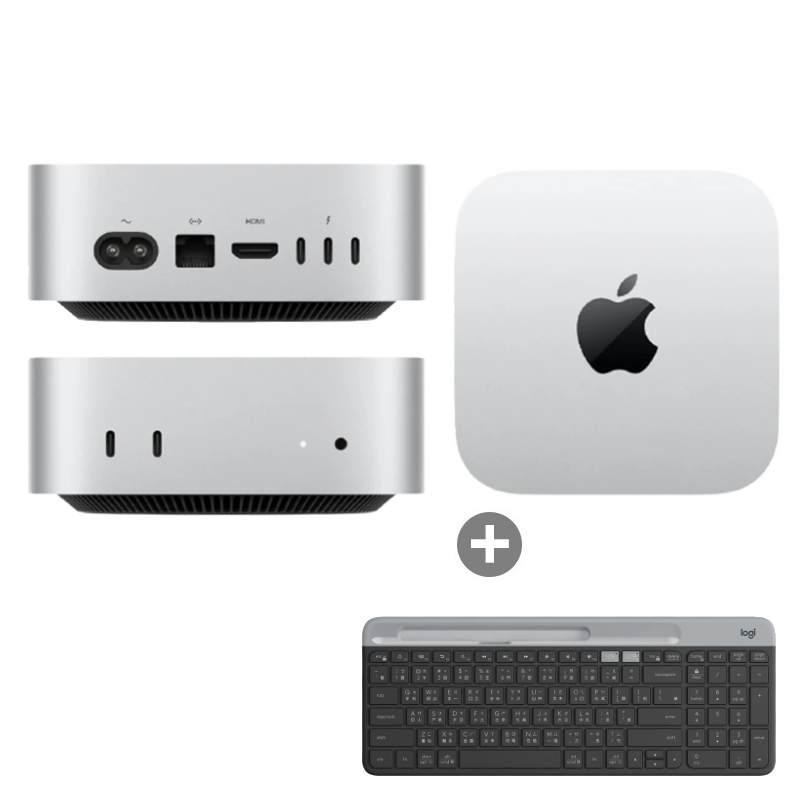 Mac mini(M4)16G/512GB銀+羅技 K580 無線鍵盤-黑_OP