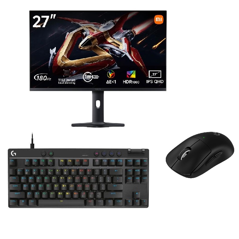 Xiaomi電競螢幕G Pro 27Qi+羅技X TKL RAPID電競鍵盤+SUPERLIGHT 2SE電競滑鼠_OP