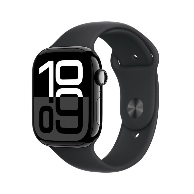 Apple Watch S10(GPS)曜石黑色鋁金屬錶殼配黑色M/L運動錶帶46mm