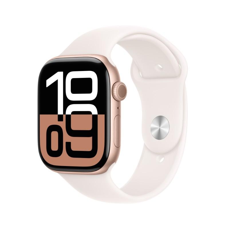 Apple Watch S10(GPS+Cellular)玫瑰金色鋁金屬錶殼配淡胭粉色S/M運動錶帶46mm(MWY63TA/A)(美商蘋果)