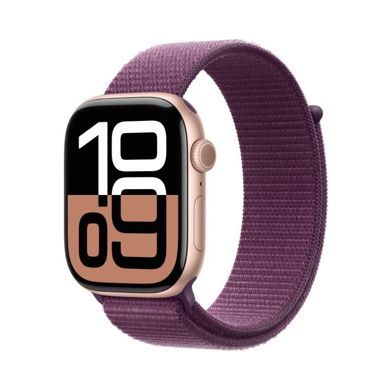Apple Watch S10(GPS+Cellular)玫瑰金色鋁金屬錶殼配梅李色運動錶環46mm(MWY83TA/A)(美商蘋果)