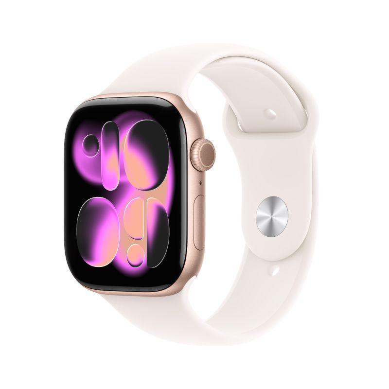 Apple Watch S11(GPS)玫瑰金鋁金屬錶殼配淡胭粉色S/M錶帶46mm(MEV64TA/A)(美商蘋果)