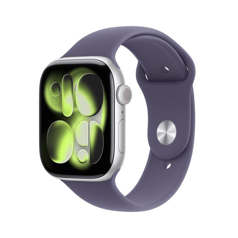 Apple Watch S11(GPS+Cellular)銀色鋁金屬錶殼配霧紫色M/L錶帶46mm(MFCR4TA/A)(美商蘋果)
