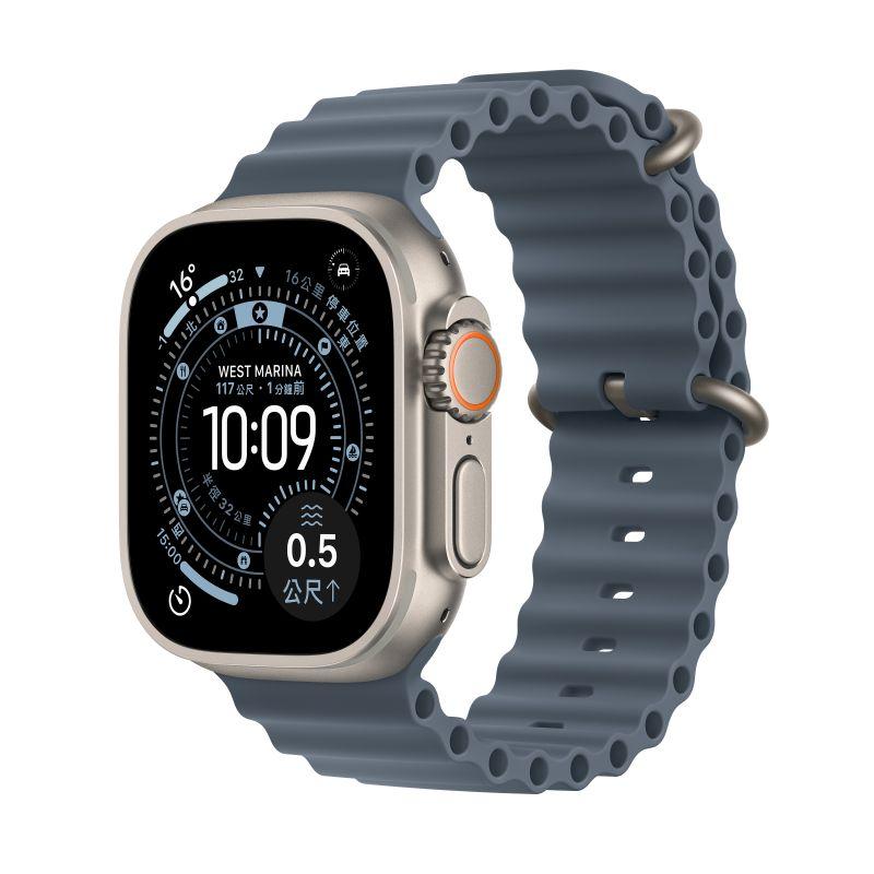 Apple Watch Ultra 3(GPS+Cellular)鈦金屬原色錶殼配錨藍色海洋錶環49mm(MEWH4TA/A)(美商蘋果)
