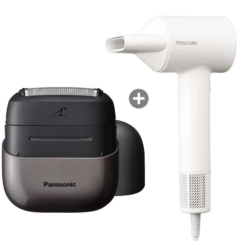 【Panasonic】掌上型3枚刃電鬍刀ES-CM3A-K+【TESCOM】輕巧高速負離子吹風機TD760TW