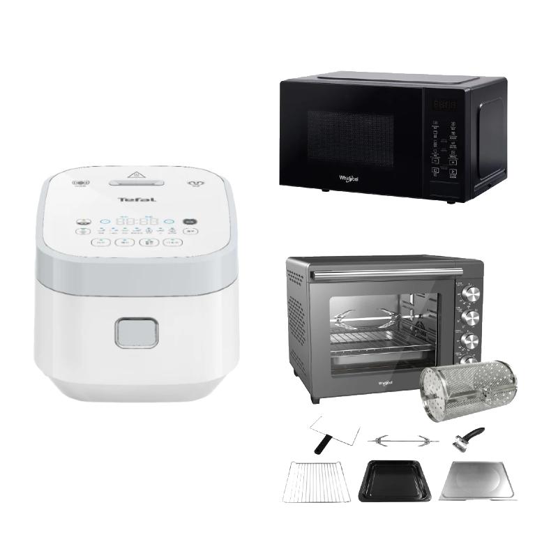 法國特福Tefal IH熱旋球釜6人份電子鍋(RK8001H0)+【惠而浦】20L 燒烤微波爐(MWP203EBT)+【惠而浦】30公升烤箱(WTOM304CG)
