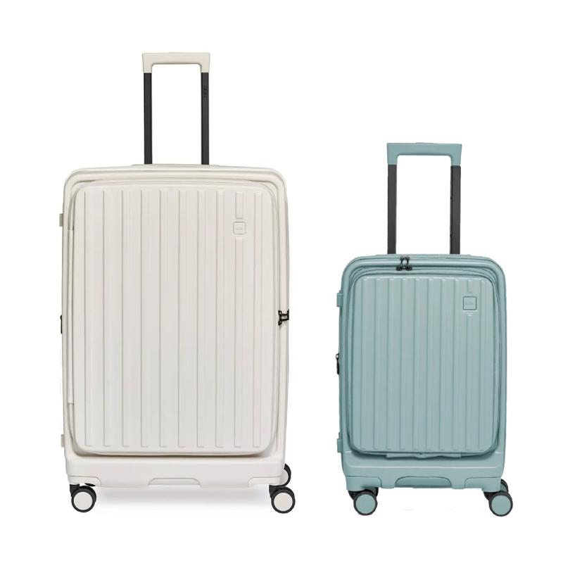 Acer宏碁巴塞隆納前開式行李箱2件組(28吋貝殼白+20吋海岸藍登機箱)