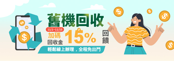舊機回收最高享15%回饋