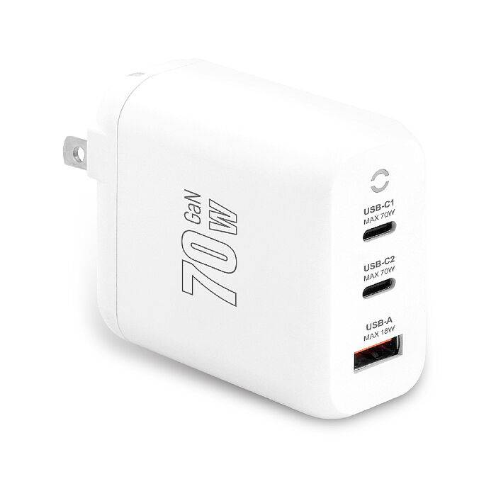 N Dr.AV聖岡科技  70W GaN氮化鎵PD快充頭 三孔 USB+Type-C充電器 相容市面多數設備(USB-703AC )