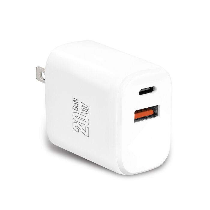 N Dr.AV聖岡科技  20W GaN氮化鎵PD快充頭 雙孔 USB+Type-C 充電器 (USB-205AC)