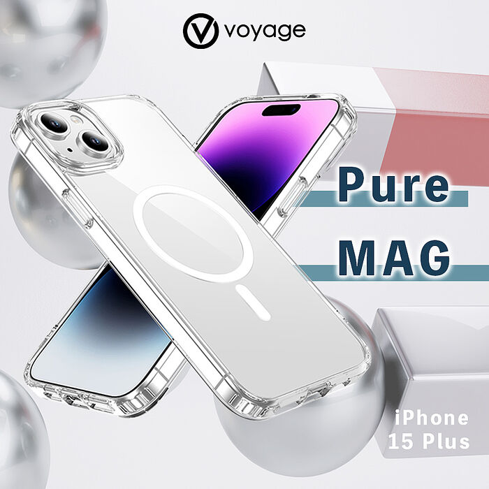 VOYAGE 抗摔防刮保護殼-Pure MAG-透明-iPhone 15 Plus (6.7