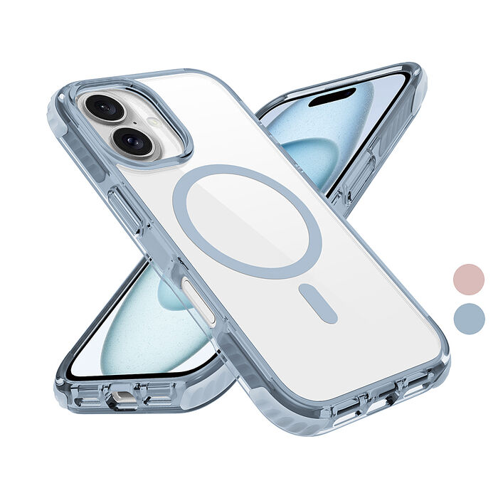 VOYAGE iPhone 16/16 Plus 超軍規防摔保護殼Pure Wave+ 透藍/透粉