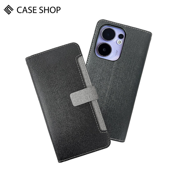 CASE SHOP OPPO Reno 13 F 前收納側掀皮套-黑