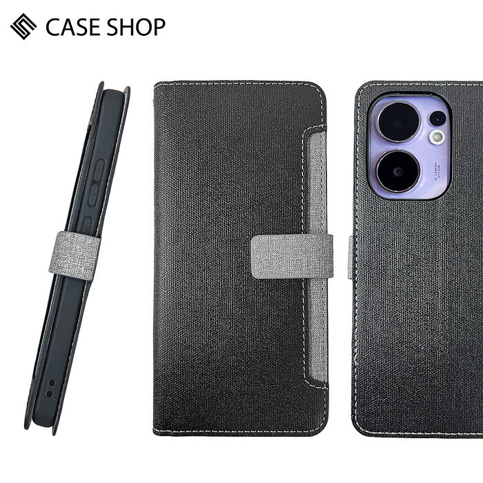 CASE SHOP OPPO Reno 13 F 前收納側掀皮套-黑