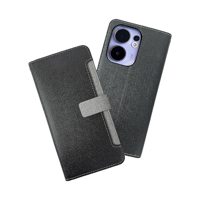 CASE SHOP OPPO Reno 13 F 前收納側掀皮套-黑
