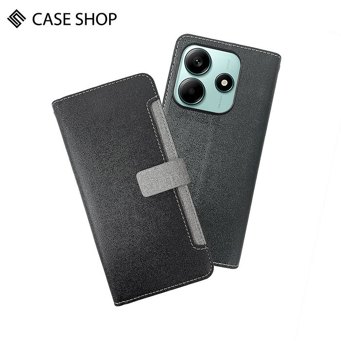 CASE SHOP 紅米 Note 14 前收納側掀皮套-黑
