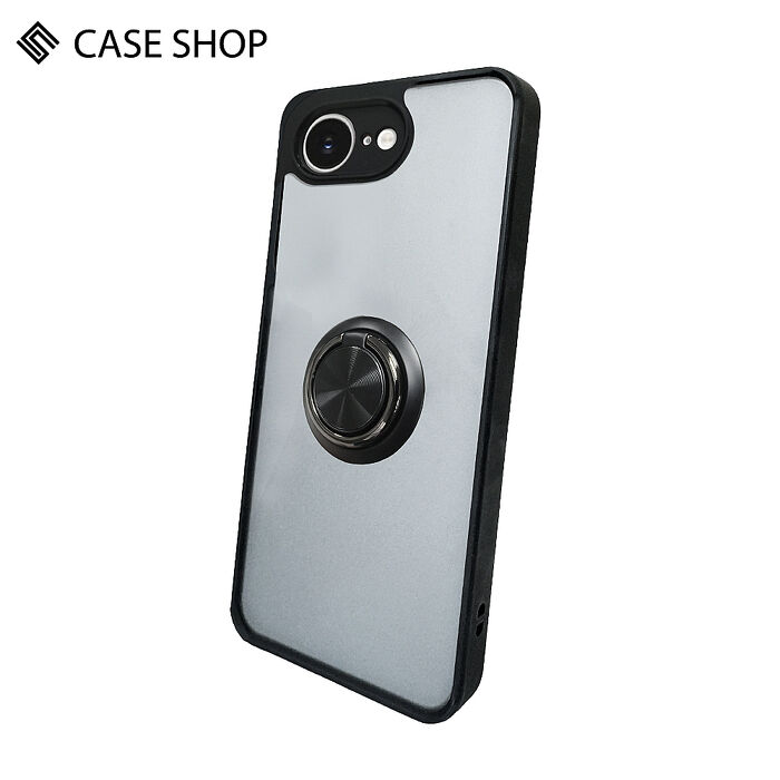 CASE SHOP iPhone 16e 指環支架站立保護殼-黑