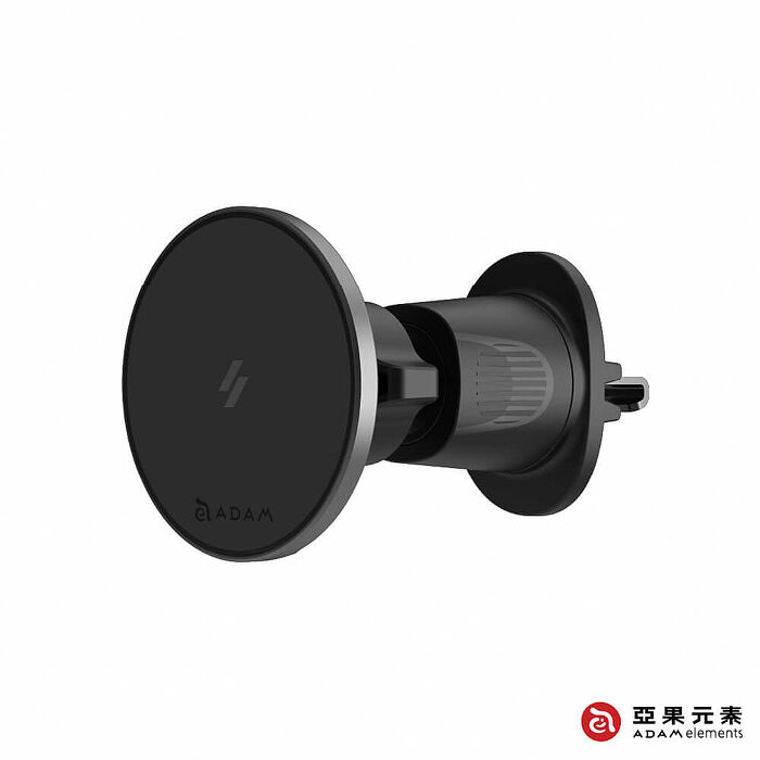 亞果元素 CQ1 Qi2 15W金屬輕薄款LED燈車用磁吸充電器 黑