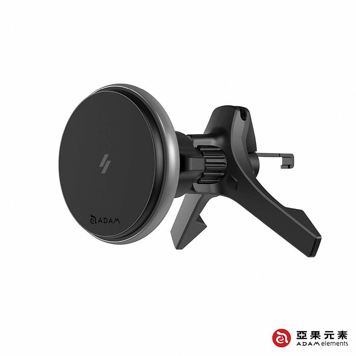 亞果元素 CQ2 Qi2 15W金屬經典款LED燈磁吸車充 黑