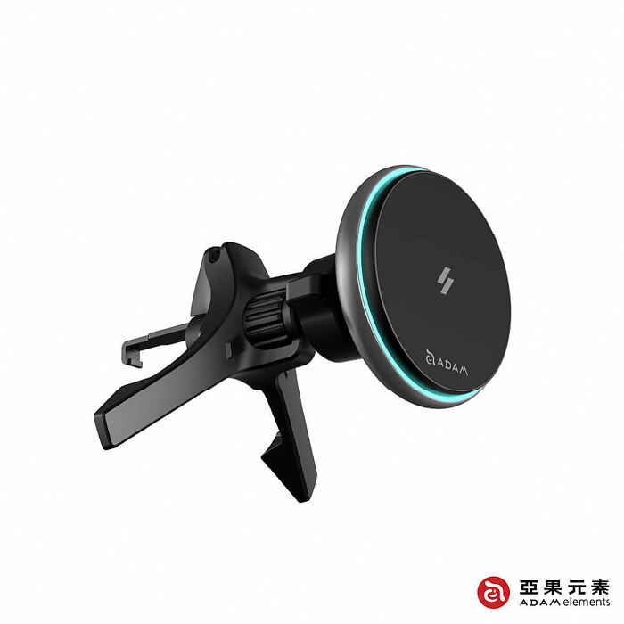 亞果元素 CQ2 Qi2 15W金屬經典款LED燈磁吸車充 黑
