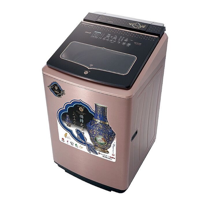 聲寶19公斤變頻智慧洗劑添加故宮聯名款露青描金游魚轉心瓶洗衣機ES-P19DA-NPM1(含標準安裝)