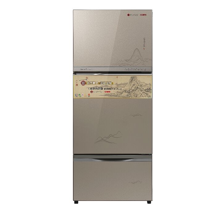 聲寶605公升三門變頻故宮聯名款富春山居圖冰箱SR-C61GDV-NPM1(含標準安裝)