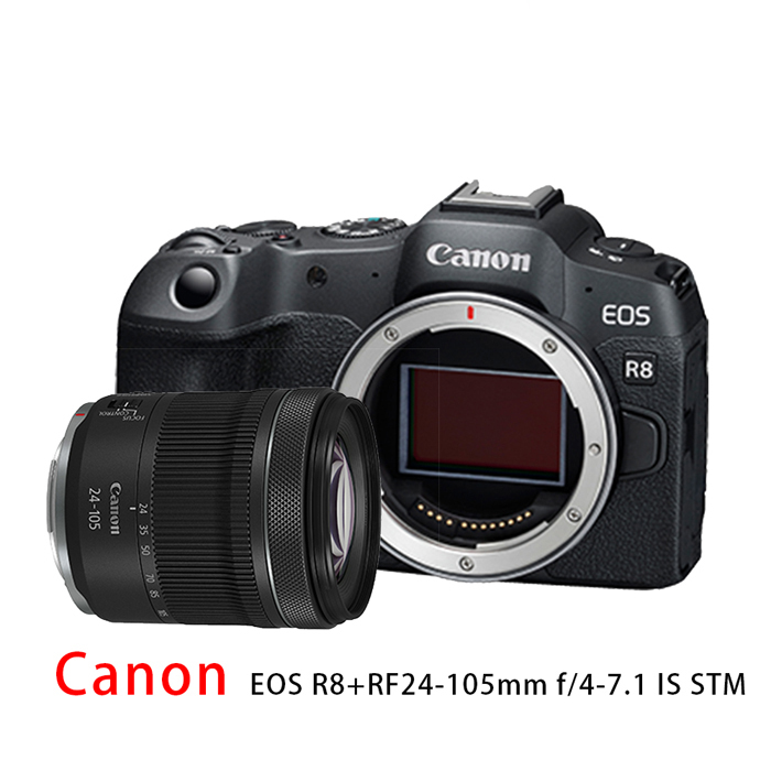 【Canon 佳能】EOS R8+RF-S24-105mm STM變焦鏡組*(平行輸入)