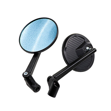 【風之守護】機車後照鏡2入-碳纖圓鏡-藍鏡