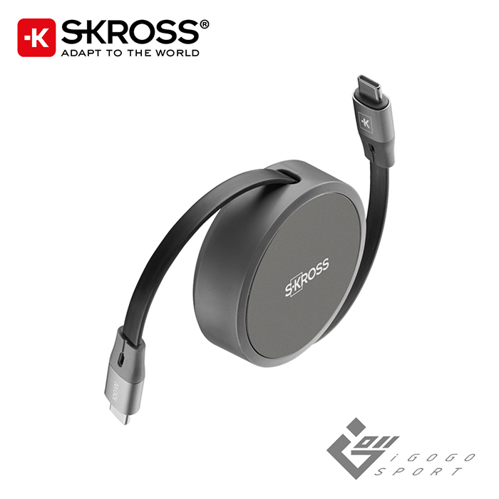 瑞士Skross 100W USB-C 伸縮快充傳輸線 1M