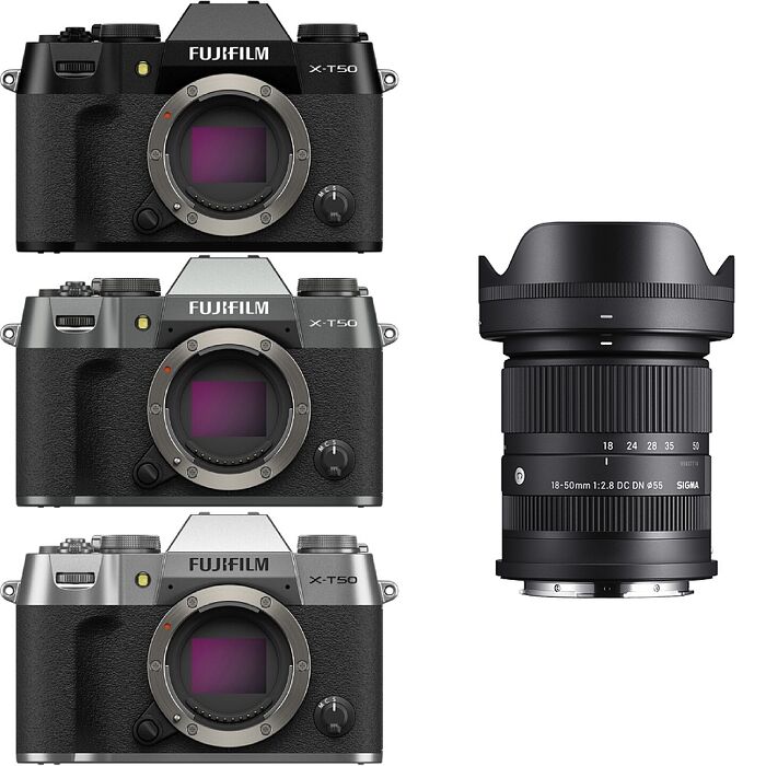 FUJIFILM 富士 X-T50(拆鏡機身)+SIGMA 18-50mm F2.8 DC DN 大光圈鏡頭 128G全配組(XT50 1850,公司貨)
