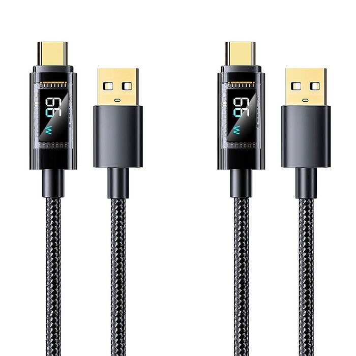 (2入組)FJ功率數顯尼龍66W充電線SU2(USB to TypeC一般款)