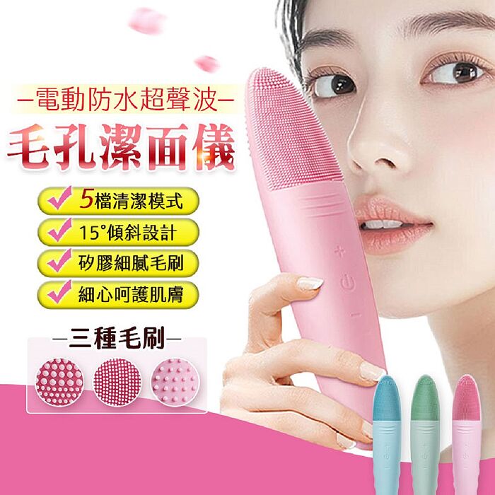 FJ無線電動防水超聲波毛孔潔面儀WF2(IPX7防水 USB充電款 洗臉器 洗臉儀)