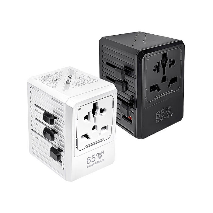 FJ頂級4C1A氮化鎵PD65W萬國轉接充電器IC5(台灣插座不適用 旅行萬用轉接頭 萬國轉接頭 GaN QC快充 充筆電 插頭 平板)