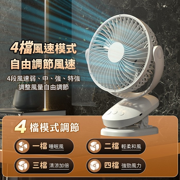 FJ大風量擺頭可掛立夾多用通電風扇FN05(需USB供電 定時 可壁掛 桌扇 夾扇 8吋 7葉片)