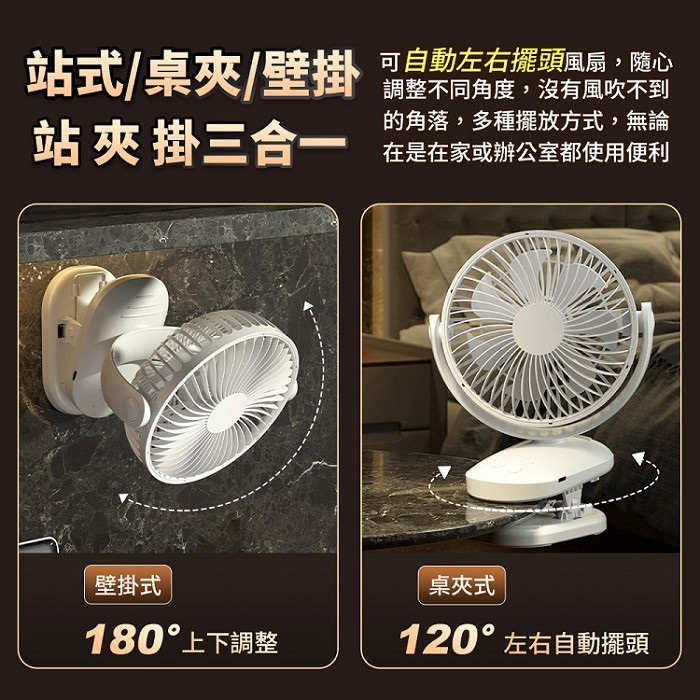 FJ大風量擺頭可掛立夾多用通電風扇FN05(需USB供電 定時 可壁掛 桌扇 夾扇 8吋 7葉片)