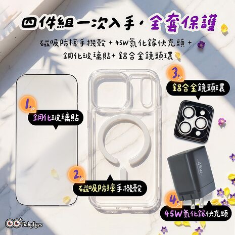 Apple iPhone 17全系列大滿配守護5件組(空壓殼 保護貼 充電器 傳輸線 鏡頭貼 i17 PRO MAX AIR)