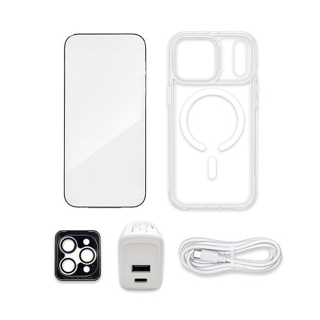 Apple iPhone 17全系列大滿配守護5件組(空壓殼 保護貼 充電器 傳輸線 鏡頭貼 i17 PRO MAX AIR)