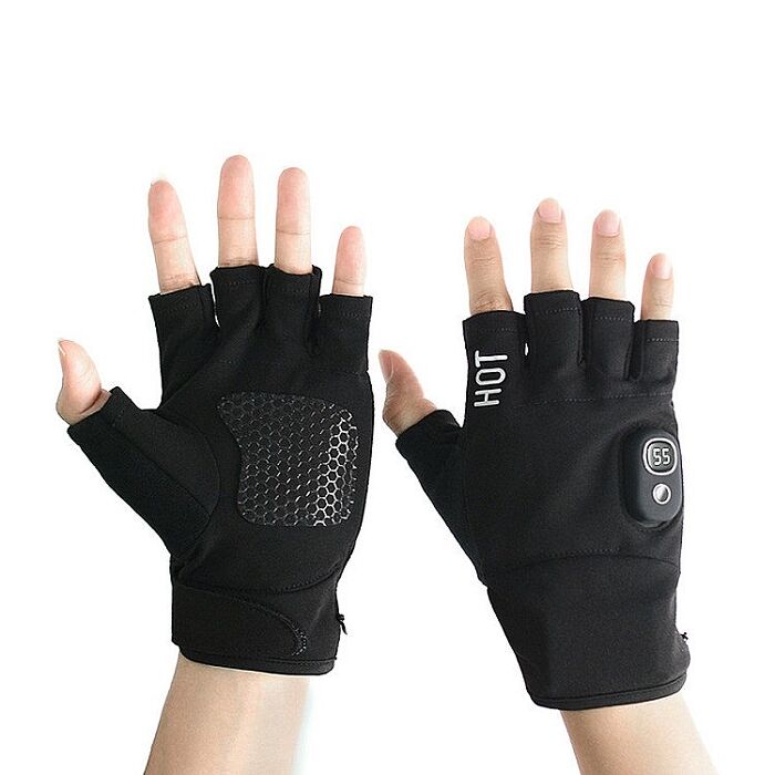 【預購1/30出貨】(半指款)FJ冬季車用加熱保暖手套H8(充電式 加熱x保暖 騎車好物 電池盒拆開後可水洗)