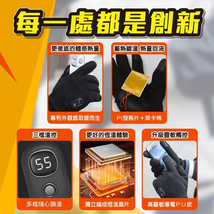 【預購1/30出貨】(全包款)FJ冬季車用加熱保暖手套H8(充電式 加熱x保暖 騎車好物 電池盒拆開後可水洗)