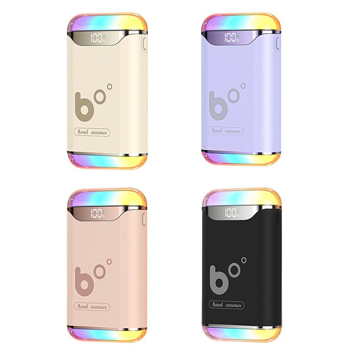 FJ七彩可調LED燈AI溫控暖手寶H14(發熱 暖蛋 數顯調溫 交換禮物 冬季 寒流 必備TypeC充電)