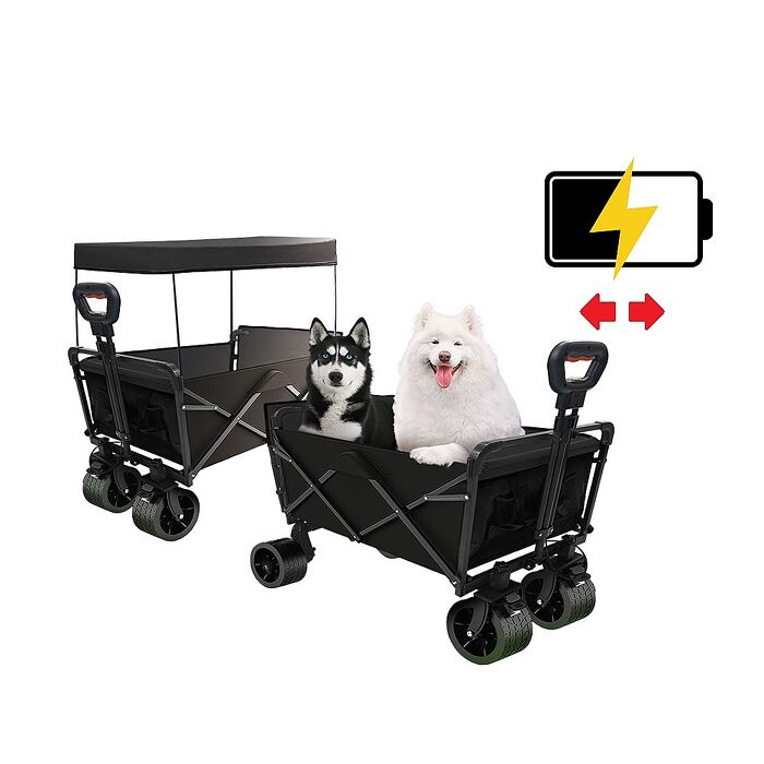 FJ多功能電動露營折疊推車GU9(電動 輔助 折疊好收納 可拆卸電池 戶外 露營 購物 露營車)