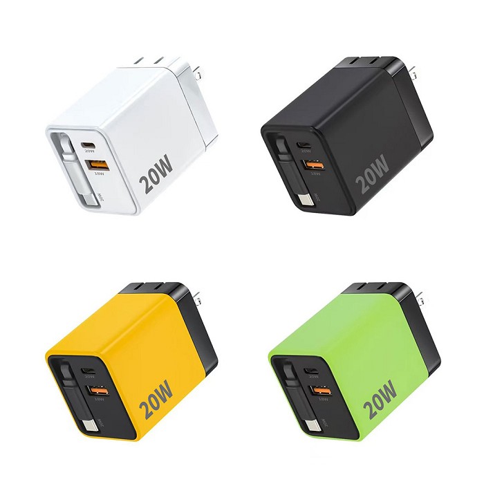 u-ta PD20W全能快充伸縮線充電器PD12(內建TypeC線 1A1C+1C線 摺疊 充電頭 旅遊必備)