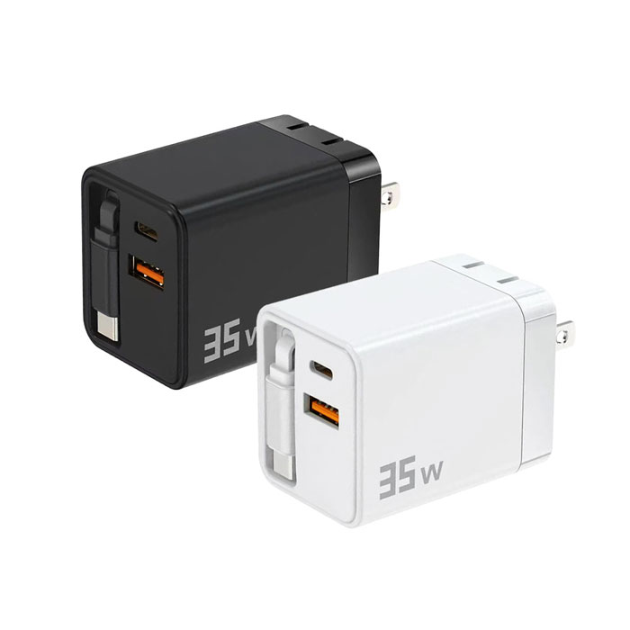 u-ta頂規35W全能快充伸縮線充電器IC15(內建TypeC線 1A1C+1C線 摺疊 充電頭 旅遊必備)