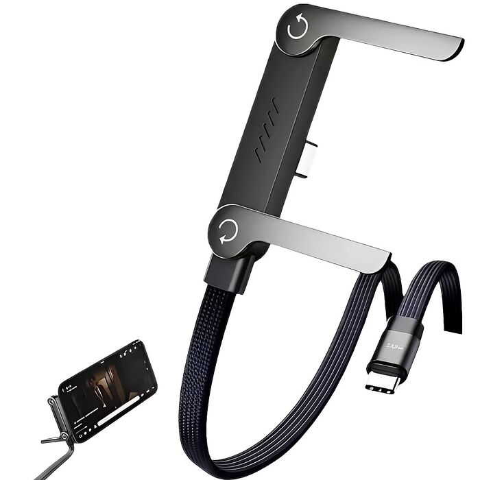 FJ手機折疊支架240W快充電源線EN5(TYPE-C手機 筆電 Switch 行動電源等 充電i15以上)2入組