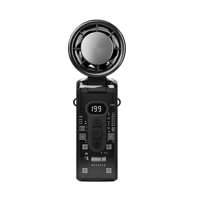 FJ手持摺疊透明極風冰敷涼感風扇FN15(超亮LED照明燈 製冷 冰敷 可掛 戶外 演唱會 好攜帶 90°摺疊)