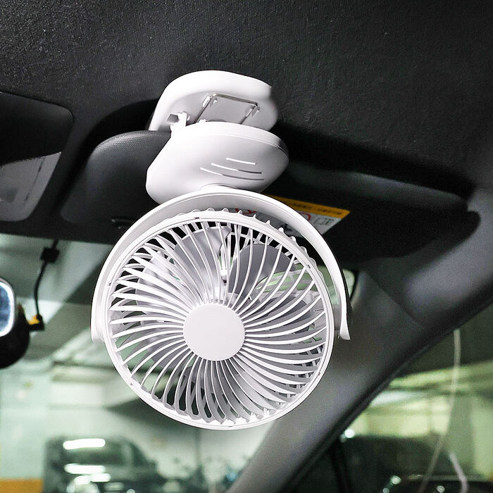 (優惠組合)FJ大風量夾風扇+雙充車用免持藍牙(供電風扇 車充 可擺頭 定時 可壁掛 桌扇 夾扇 8吋 7葉片)
