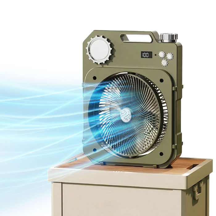 FJ戶外露營搖頭照明遙控風扇S1(需USB供電 附遙控 可接行動電源 方形超薄 好收納 戶外 露營必備)