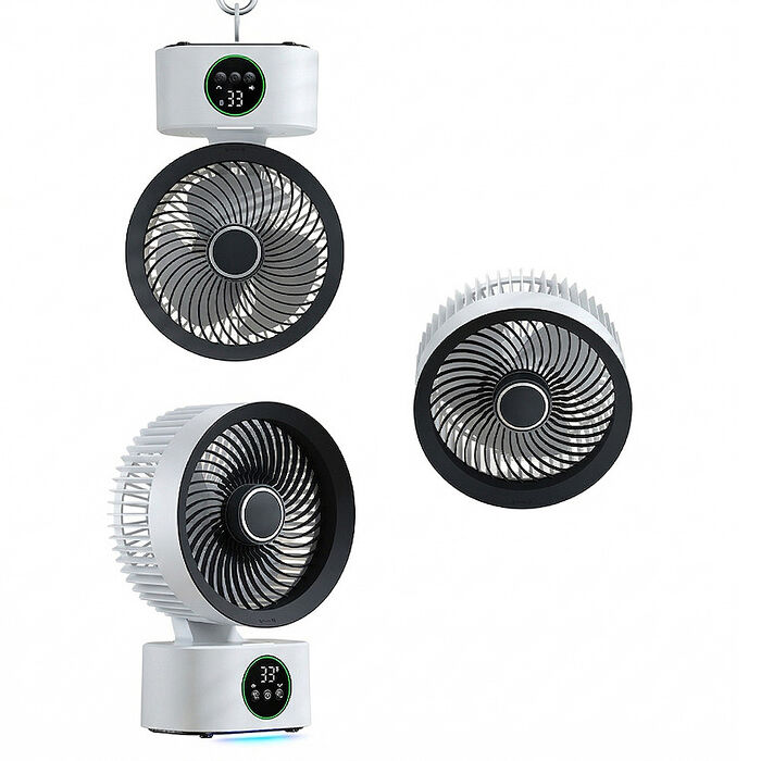 FJ車用/家用渦輪3D立體靜音循環扇風扇S7(贈供電器 USB供電風扇 遙控 可擺頭 定時 可吊掛 桌扇 定時 7吋 3葉片)